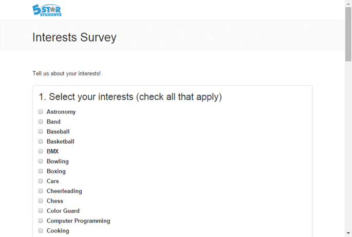 Interest Survey Example